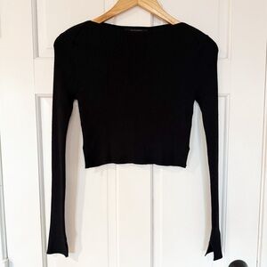 ALLSAINTS Black Cropped Sweater Small